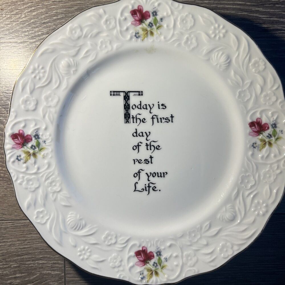 Vintage Collectible Plate Produced by Norcrest Japan Gold Trim Rose Floral 8 In